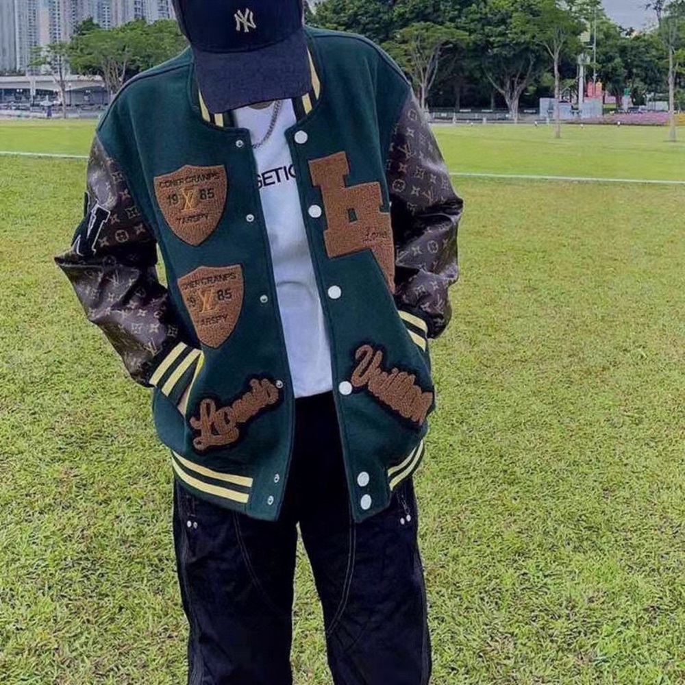 Louis Vuitton Leather Paneled Streetwear Jacket